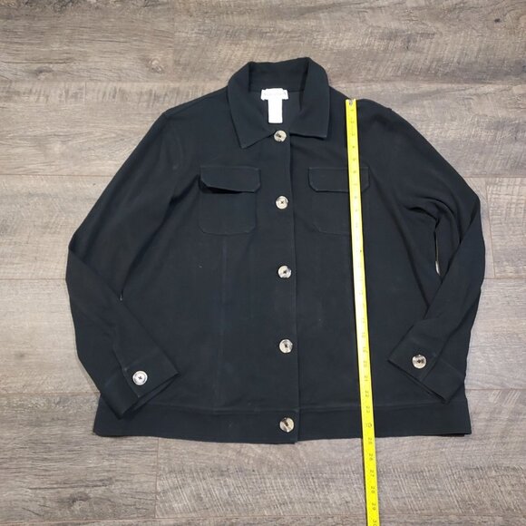 Pant Suite Drapers & Damons Black Button Shacket Size 1X Multi Colored Buttons - Picture 7 of 16